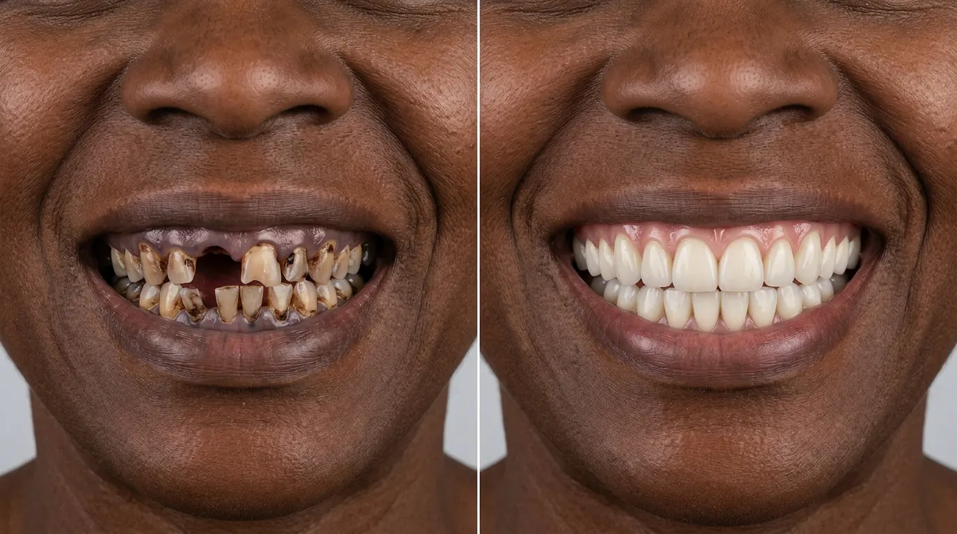 Full-arch implant smile transformation