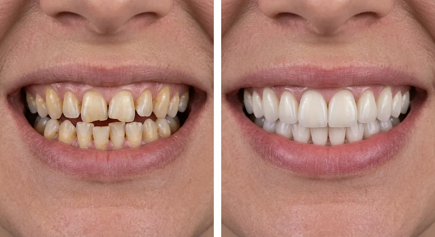 After: straight-looking, even and bright porcelain veneers